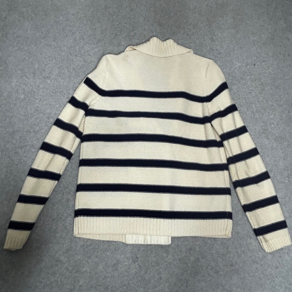 LRL Ralph Lauren Nautical Stripe Double Breasted Cardigan L 100% Cotton Preppy - Picture 10 of 11